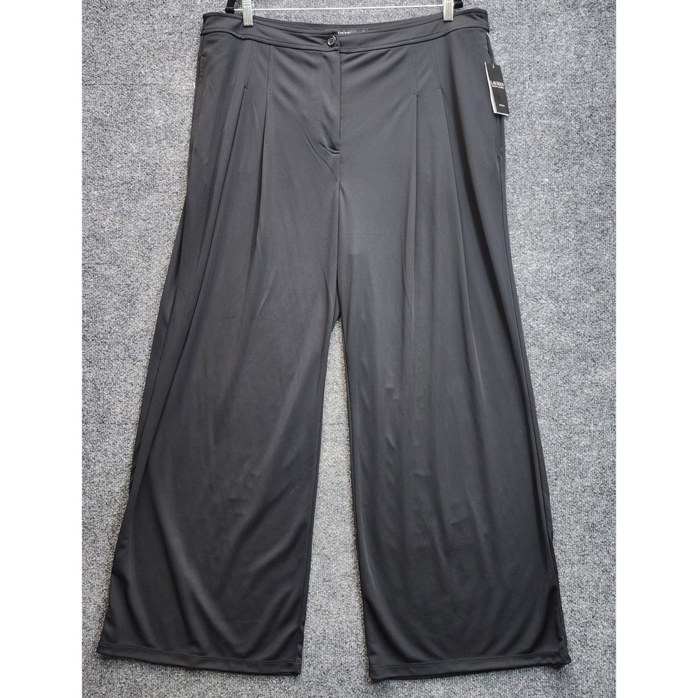 NWT Lauren Ralph Lauren Women Wide Leg Pleated Career Dress Pants Black 18W Plus